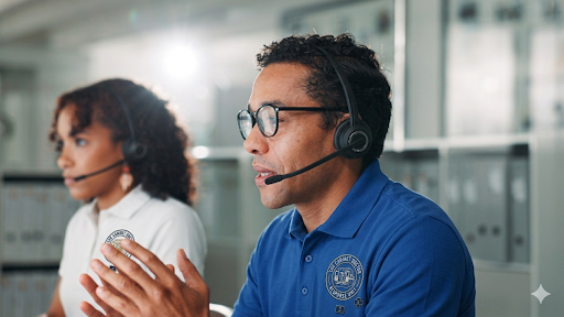 The Cabinet Doctor dispatch center — coordinators on headsets routing Mobile Response Units to restoration job sites